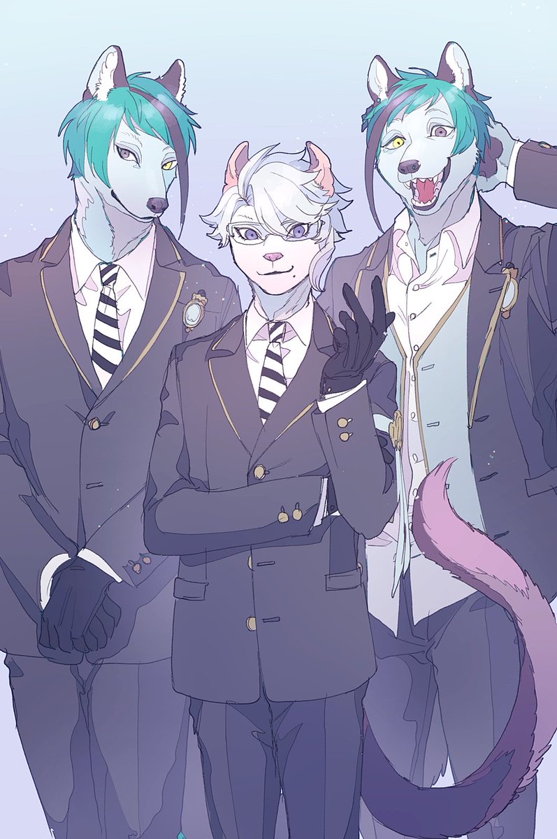 chigeno_3's tweet image. ⚠️獣人化
獣人版オクタ🐕🐈🐕