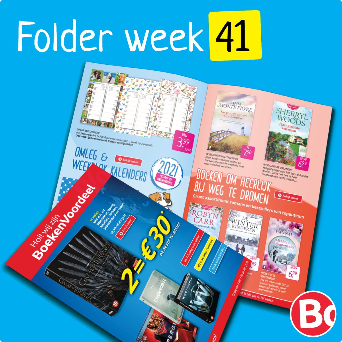 Bekijk de folder van week 41 op onze website. Deze week: de beste tv-series (bijv. Game of Thrones, Chernobyl)  nu 2 voor 30 euro,  nieuwe hobbyserie: Nostalgic Christmas van Amy Design en meer!

Bekijk hem hier: ow.ly/az8k50BHP9J