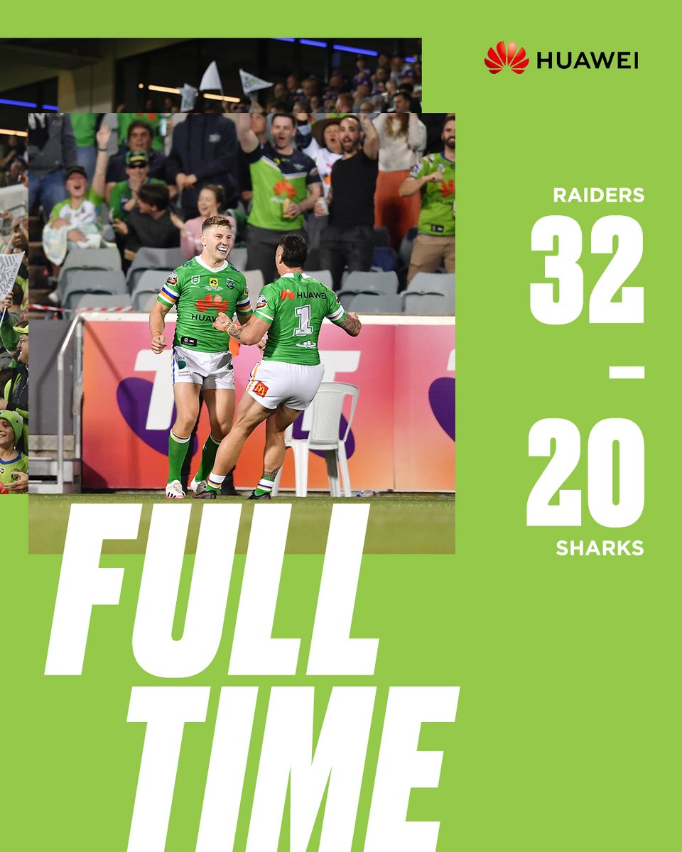 RaidersCanberra's tweet image. FULL TIME! A massive second half from the green machine! We're off to the SCG next week to take on the Roosters.

#NRLFinals