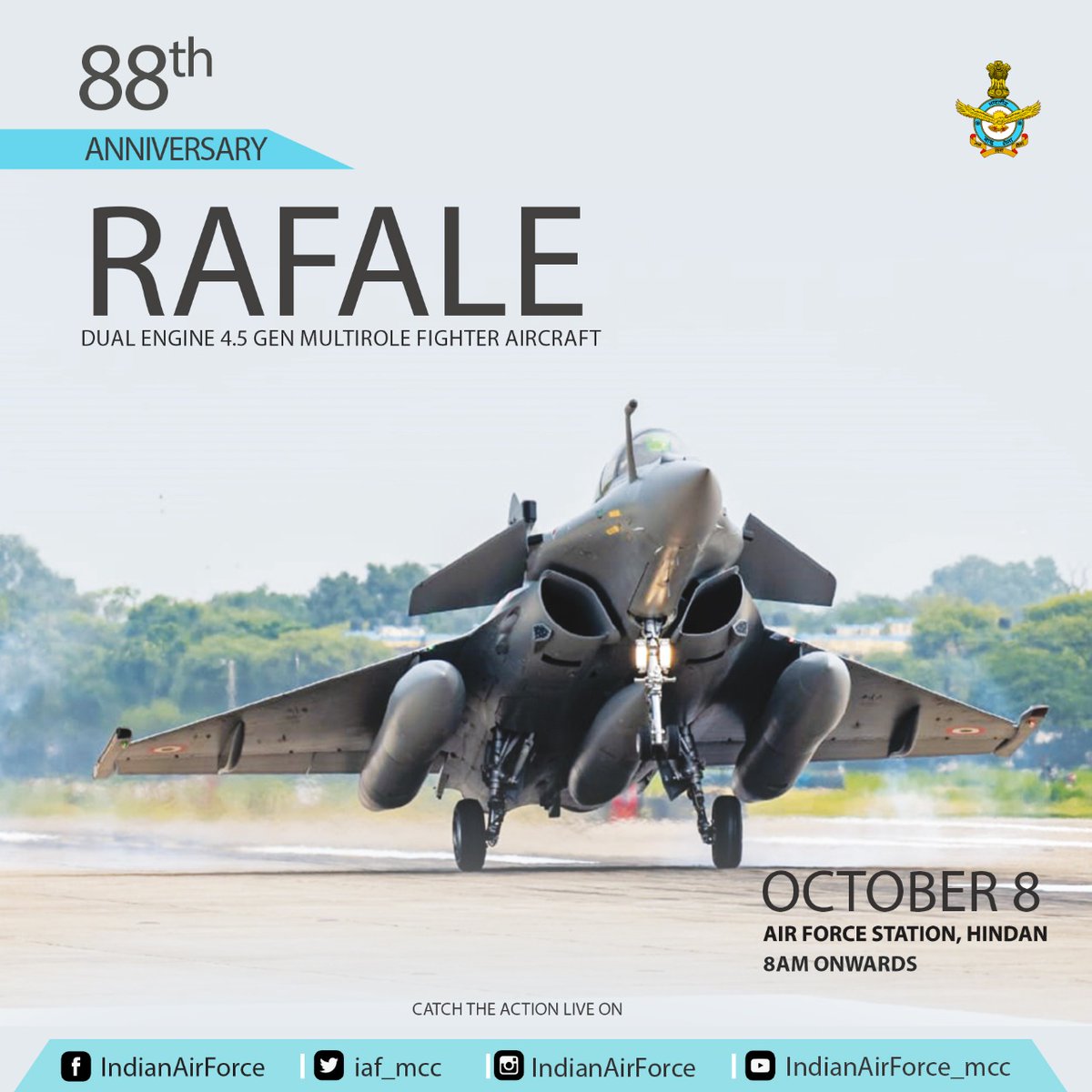 #AFDay2020: Rafale – The Rafale is a 4.5 generation, twin-engine omnirole, air supremacy, interdiction, aerial reconnaissance, ground support, in-depth strike, anti-ship and nuclear deterrence fighter aircraft, equipped with a wide range of weapons.

#KnowTheIAF
#IndianAirForce