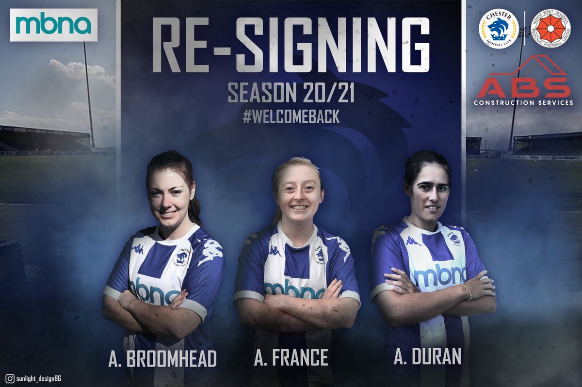 CFCWomens's tweet photo. ⚽ | RE-SIGNINGS- 

We are delighted to announce the next 3 players to re-sign for the 20/21 season! Without further ado, welcome back...

Amy Broomhead
Abi France
Ana Duran 

Last but not least, our goalkeepers will be announced next week...

#Welcomeback

🔵⚪️ https://t.co/TzFASaSu6K