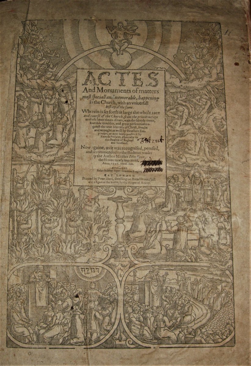 Something from the Tudor era today. The title page of a 1596 edition of John Foxe's Acts and Monuments telling the stories of the martyrs of the church, and in particular those in England during the reign of Queen Mary Tudor.