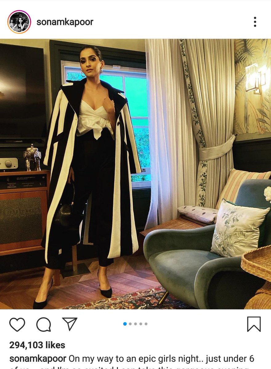 Sonam Kapoor. Then - Don't be neutral in the time of injustice. Now - On her way to "an epic girls night"