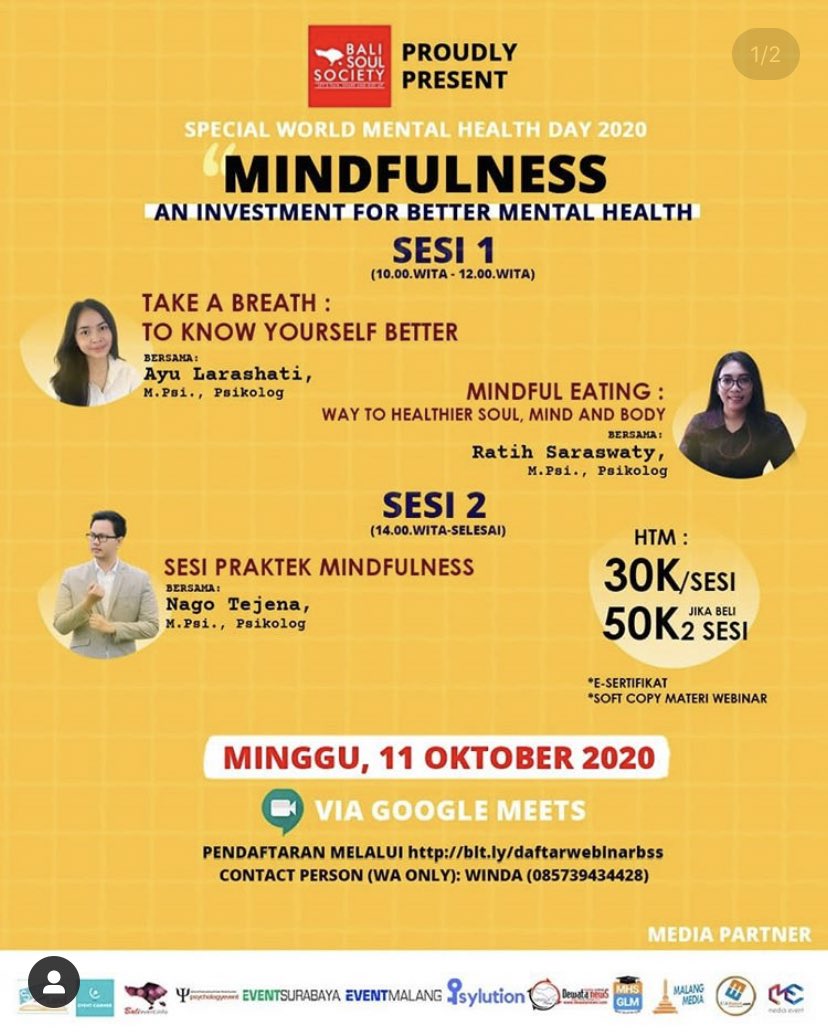 Minggu, 11 Oktober 2020“Praktek Mindfulness” by  @bali_society