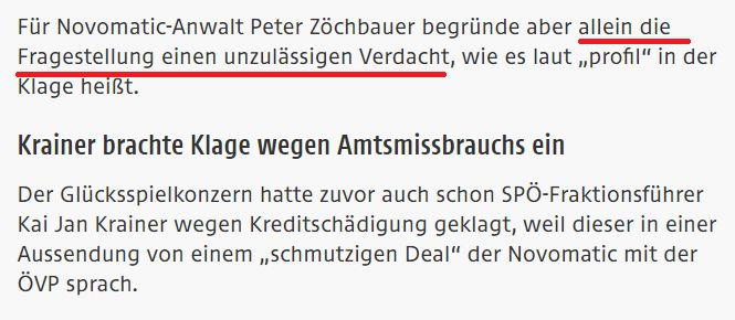 OliverJaindl's tweet photo. Jetzt sind alle Dämme gebrochen: Das "Profil" wird von der mit dem Geruch der Korruption umgebenen Novomatic verklagt, weil eine kritische Frage gestellt wurde! Wie weit sind wir gekommen, wenn bereits für bloße Frage Medien Repressionen erleiden? #Korruptistan
@profilonline https://t.co/1veCuSNxOM