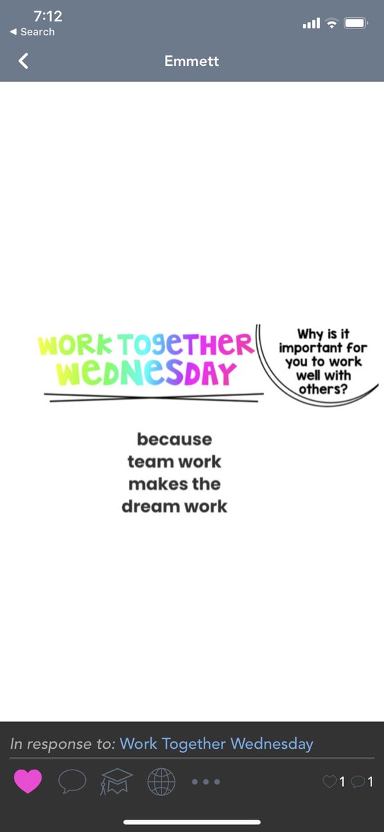 MVail23's tweet photo. Love this quote that one of our students posted ! #teamwork @MrsKowalski3 #teamworkmakesthedreamwork https://t.co/tFHPjunEr4