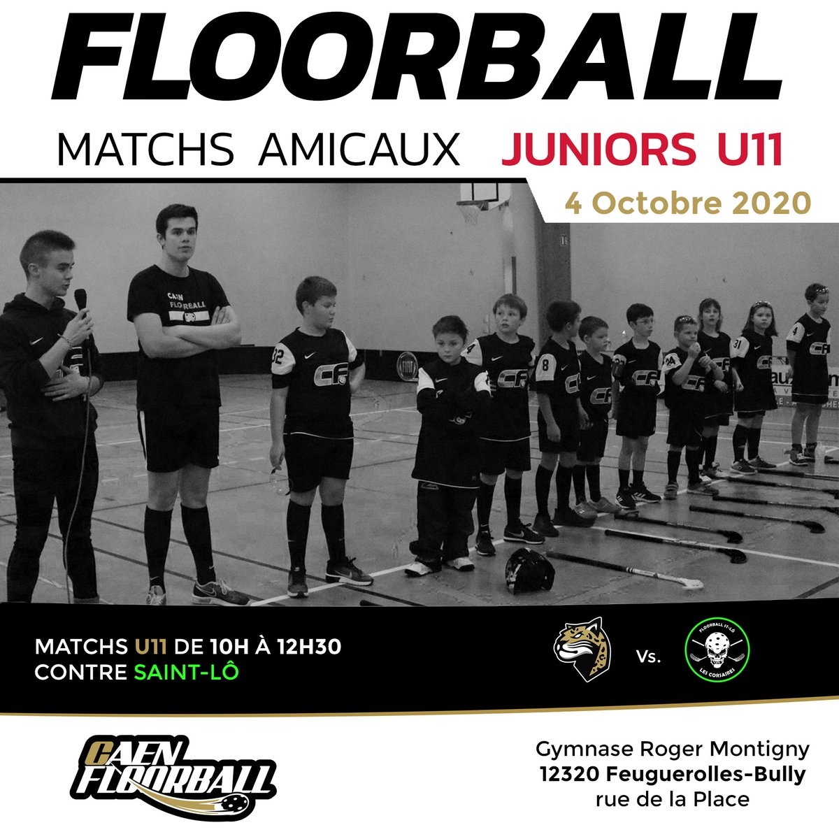 Une rentrée assurée par les jeunes ! 🖤💛
Venez supporter nos U11 dimanche 4 octobre pour des matchs amicaux de 10h à 12h30 au gymnase de Feuguerolles-Bully. Nous accueillerons pour l'occasion nos voisins Saint Lois pour cette première journée de Floorball de l'année.  💪🏻🏒