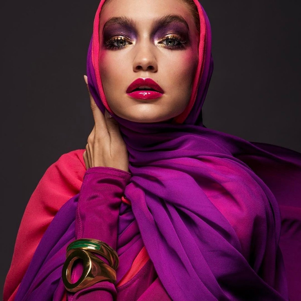 Then in 2017 she was on the front page of first print edition of Vogue Arabia and she wore this: