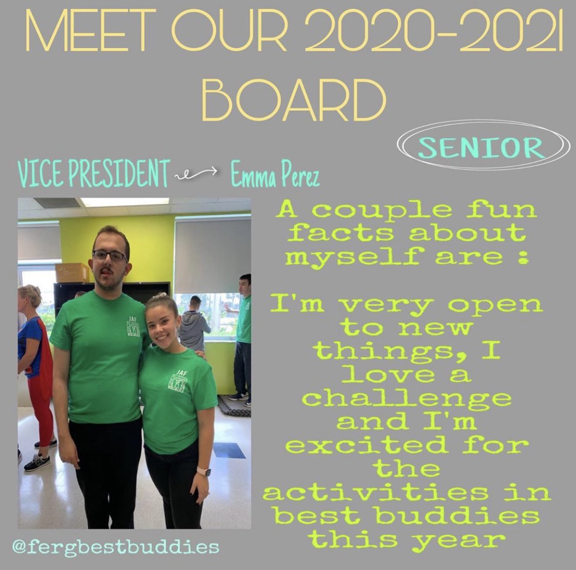 Fergbestbuddies's tweet photo. Meet our 2020-2021 Best Buddies Board! We are so excited for this school year💙 #bestbuddies https://t.co/Y1MHi1NqUd