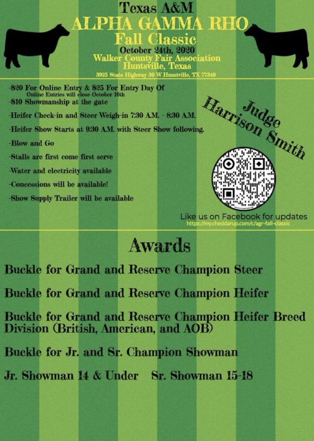 Only two weeks until the first annual Alpha Gamma Rho Fall Classic! Sign up online today. 
my.cheddarup.com/c/agr-fall-cla…