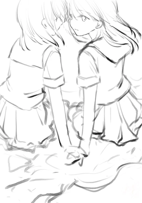 最初のラフは超テキトーにイメージをなんとなく描き殴ってグリグリしてくと絵ができます
このラフはとてもとてもきれいな方(多分イメージが最初から明確だった稀なパターン) 