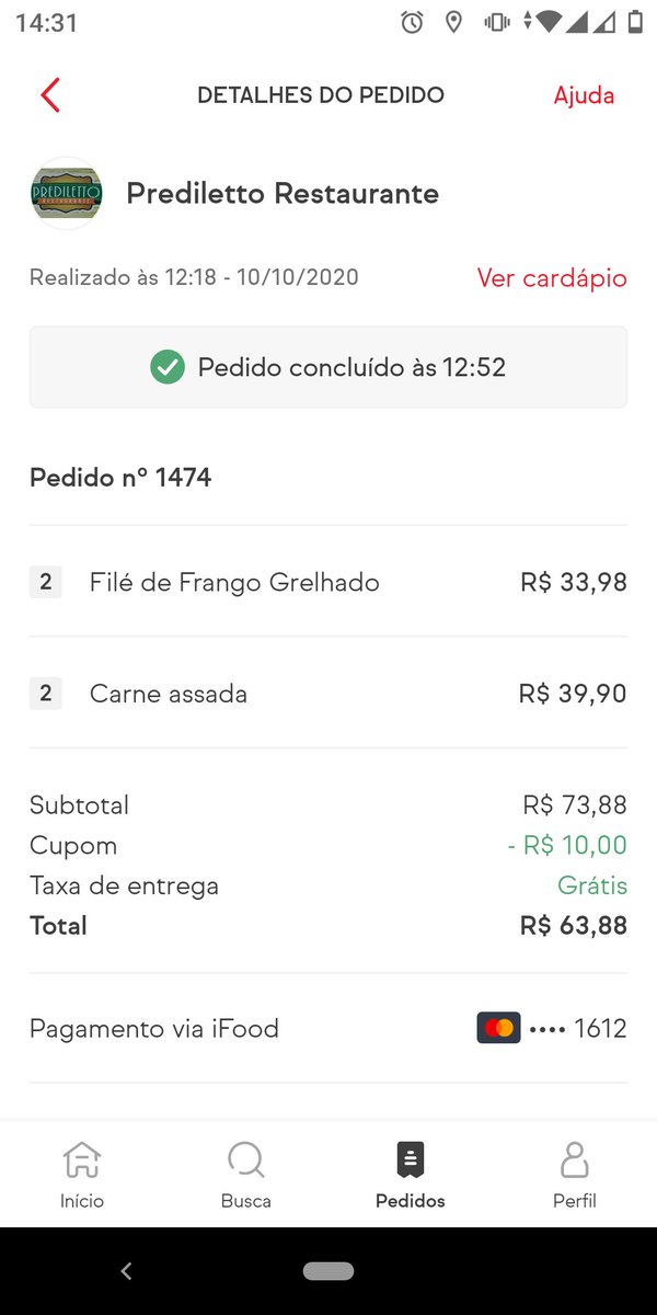 Luttisoueu's tweet photo. Alguém mais levou um toco do restaurante, reclamou no @iFood  e eles não fizeram nada? É uma nova promoção: peça 4 e receba duas. Eu só queria almoçar em paz @iFood ! Até agora esperando. Mais de duas horas. Paguei e não levei. https://t.co/TxIfogHQ8b
