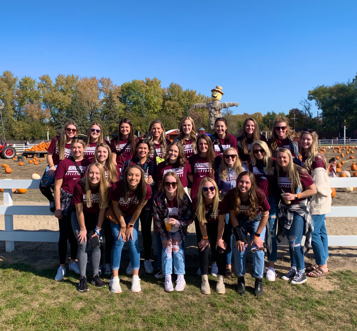 Some Saturday fun at the pumpkin patch with the squad! #RollStangs #MustangVolleyball #TeamBonding