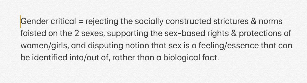 12/ Here's my definition of gender criticism.It doesn't stigmatise, blame, ridicule, scorn or cast out people for being affected by their socialisation in our very imperfect world.Trans-critical is not the same as gender critical.I want no part of the trans critical movement.