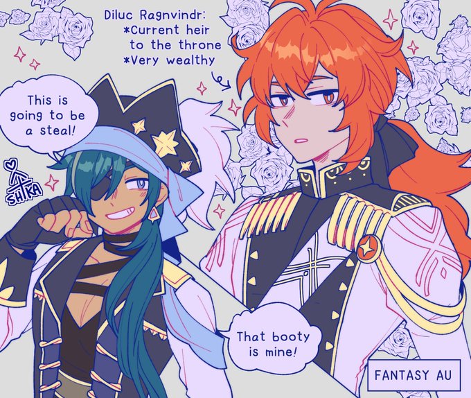 #GenshinImpact 
Pirate Kaeya + Prince Diluc?? 