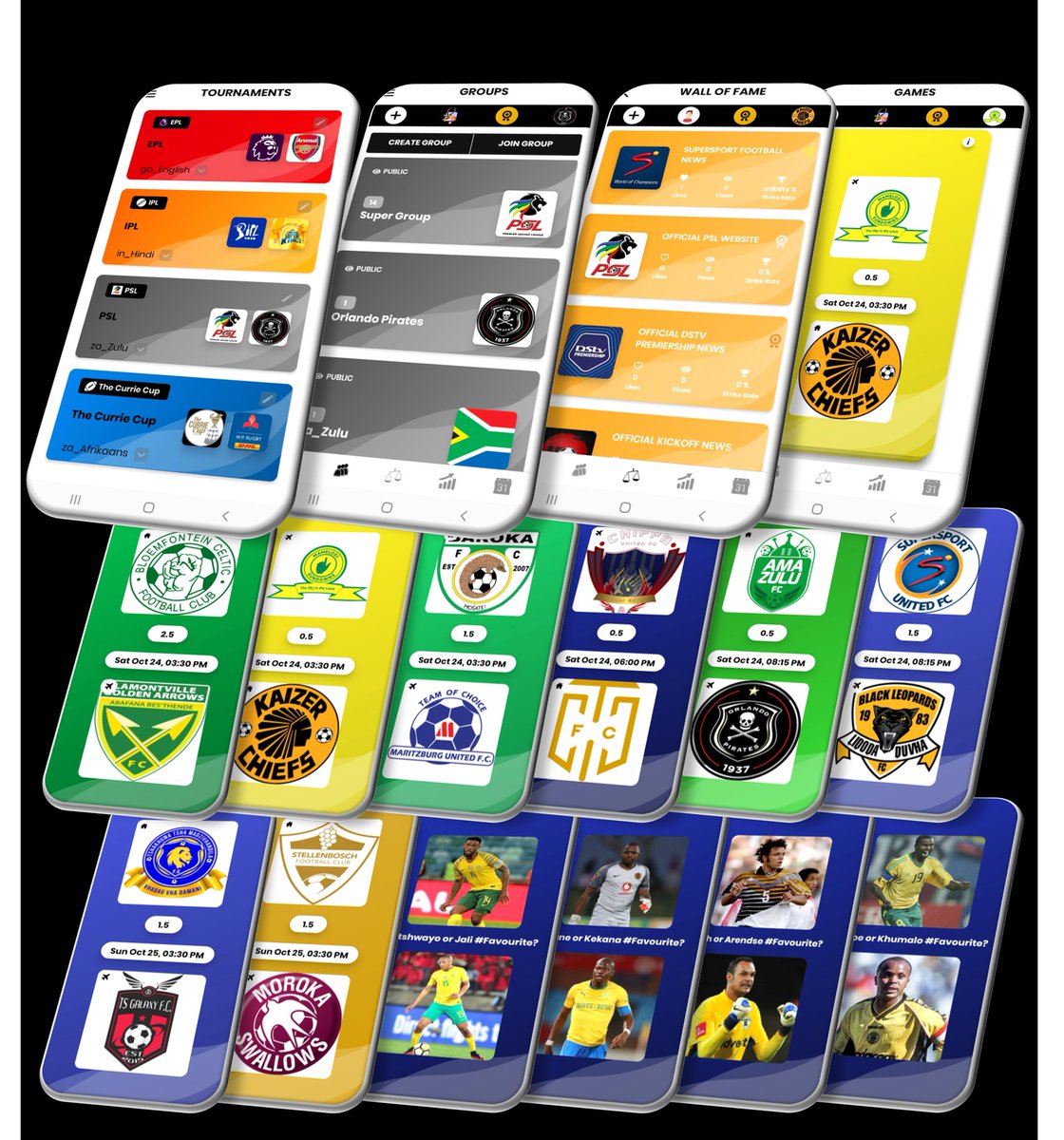 Football_NRS's tweet image. Download the #PSL Supporters App. Search for "Nikki Rafiki" on your app store. 
play.google.com/store/apps/det…
apps.apple.com/za/app/nikki-r…
1) Choose favorite #soccer team 
2) Participate in fan chat group
3) Choose favorite players
4) Predict winning teams
5) Determine the ultimate fan