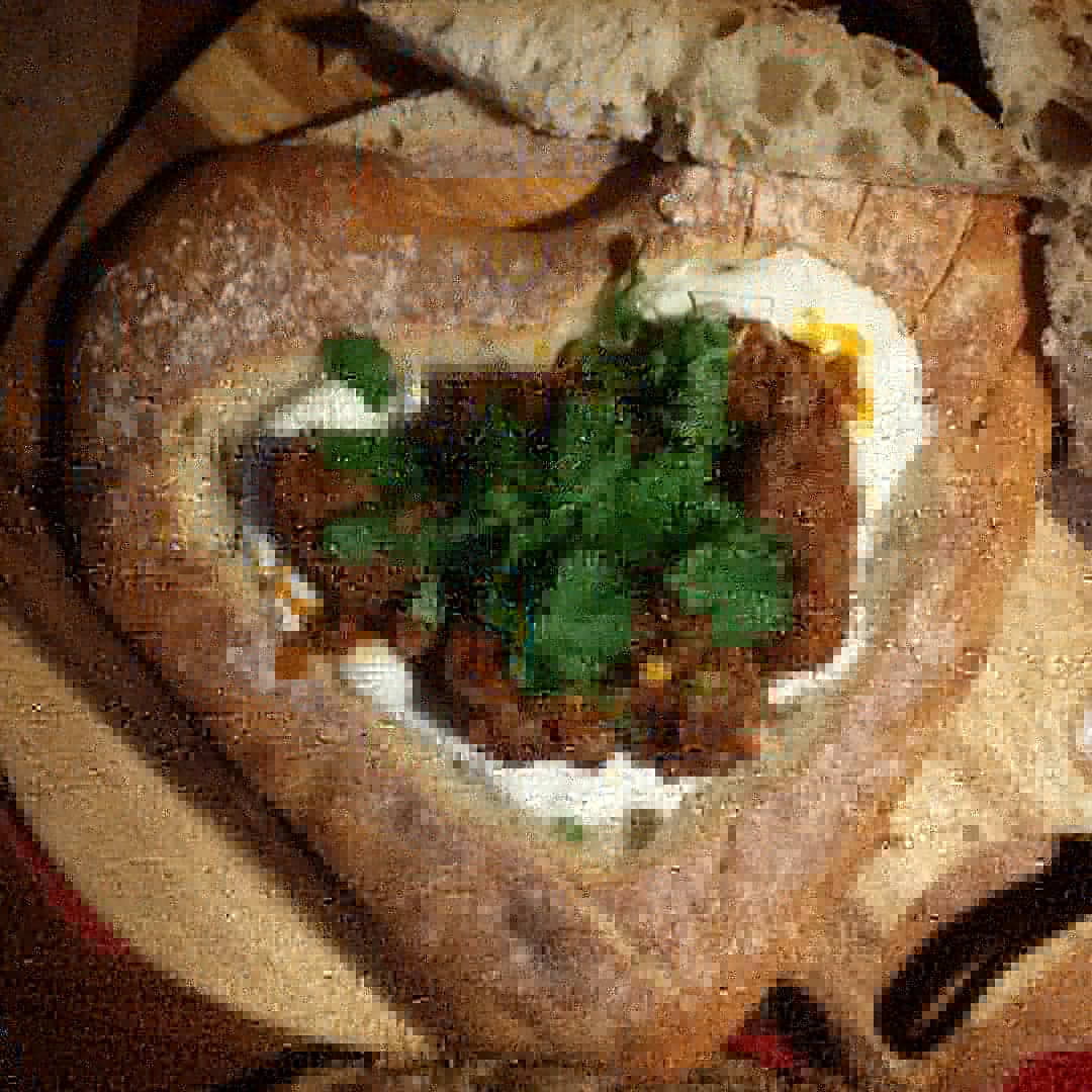 Ivycottagebaker's tweet photo. The leftover heart bread from yesterday. Now a Lebanese kofta bil laban treat! And a side of honey & harissa aubergines.Marriage of flavours.Substitute pita for the sourdough & nothing wasted! International cuisine, #madeincumbria #microbakery #notjustbread https://t.co/Y3iVcafIMD