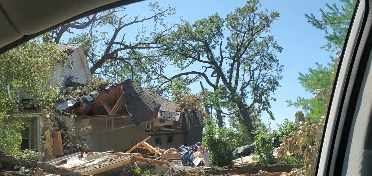 Almost every structure (businesses and homes) in the second largest city in Iowa had some sort of damage. We have lost an estimated 100,000 trees. 65 to 75% of our tree canopy. (Last photo via Jared Bell)