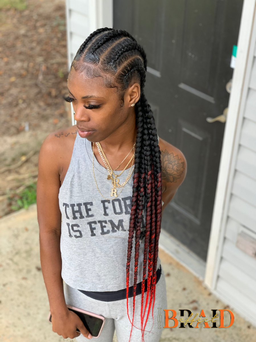bonafidecutie's tweet photo. 6 Feedins Burt length w/ ombré ends ❤️ #thebraideffect #montgomerybraider #voiceofhair #blackhair #braidstyles #braider #braids #feedins #stitchbraids #feedinbraids #tribalbraids #explorepage #neatbraids #menbraids #manbun #protectivestyles #twolayerbraids #myasu #myaum #troyu https://t.co/0WF3U7rfkR