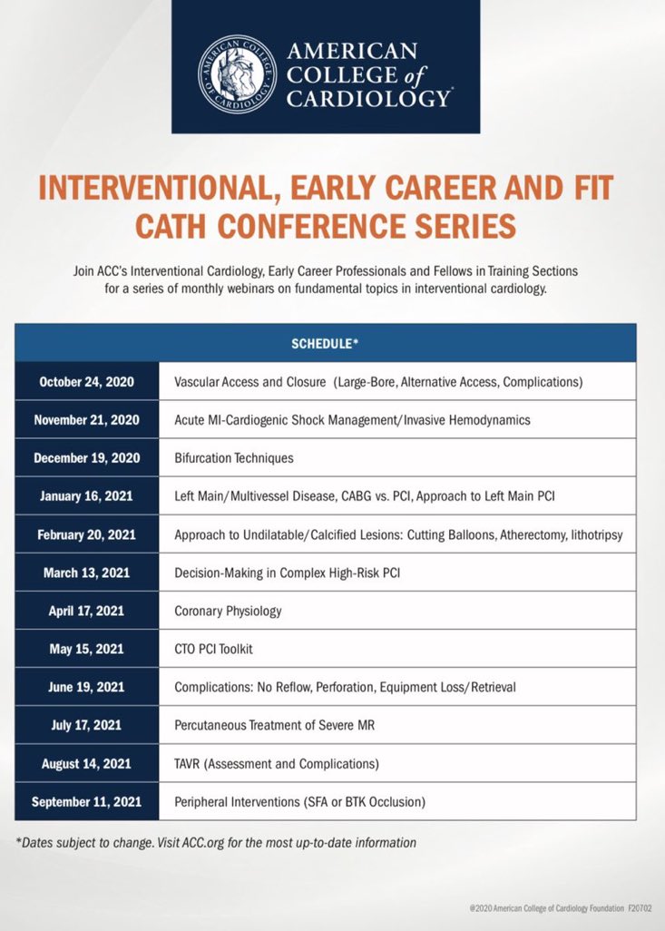 Nosheen Reza, MD, MS (@noshreza) on Twitter photo Exciting new educational collab from <a href="/ACCinTouch/">American College of Cardiology</a> #ACCIC + #ACCEarlyCareer + #ACCFIT
Monthly webinars on fundamental topics in interventional cardiology
Registration info/links coming soon!
<a href="/OchsnerCVFellow/">Ochsner Cardiology Fellows</a> @wustlcardfellow <a href="/BIDMCVFellows/">BIDMC CV Fellowship</a> <a href="/SinaiCards/">Mount Sinai Cardiology Fellowship</a> <a href="/uclaCVfellows/">UCLA Cardiology Fellowship</a> <a href="/Yalecards/">Yale Interventional Cardiology</a> Exciting new educational collab from <a href="/ACCinTouch/">American College of Cardiology</a> #ACCIC + #ACCEarlyCareer + #ACCFIT
Monthly webinars on fundamental topics in interventional cardiology
Registration info/links coming soon!
<a href="/OchsnerCVFellow/">Ochsner Cardiology Fellows</a> @wustlcardfellow <a href="/BIDMCVFellows/">BIDMC CV Fellowship</a> <a href="/SinaiCards/">Mount Sinai Cardiology Fellowship</a> <a href="/uclaCVfellows/">UCLA Cardiology Fellowship</a> <a href="/Yalecards/">Yale Interventional Cardiology</a>
