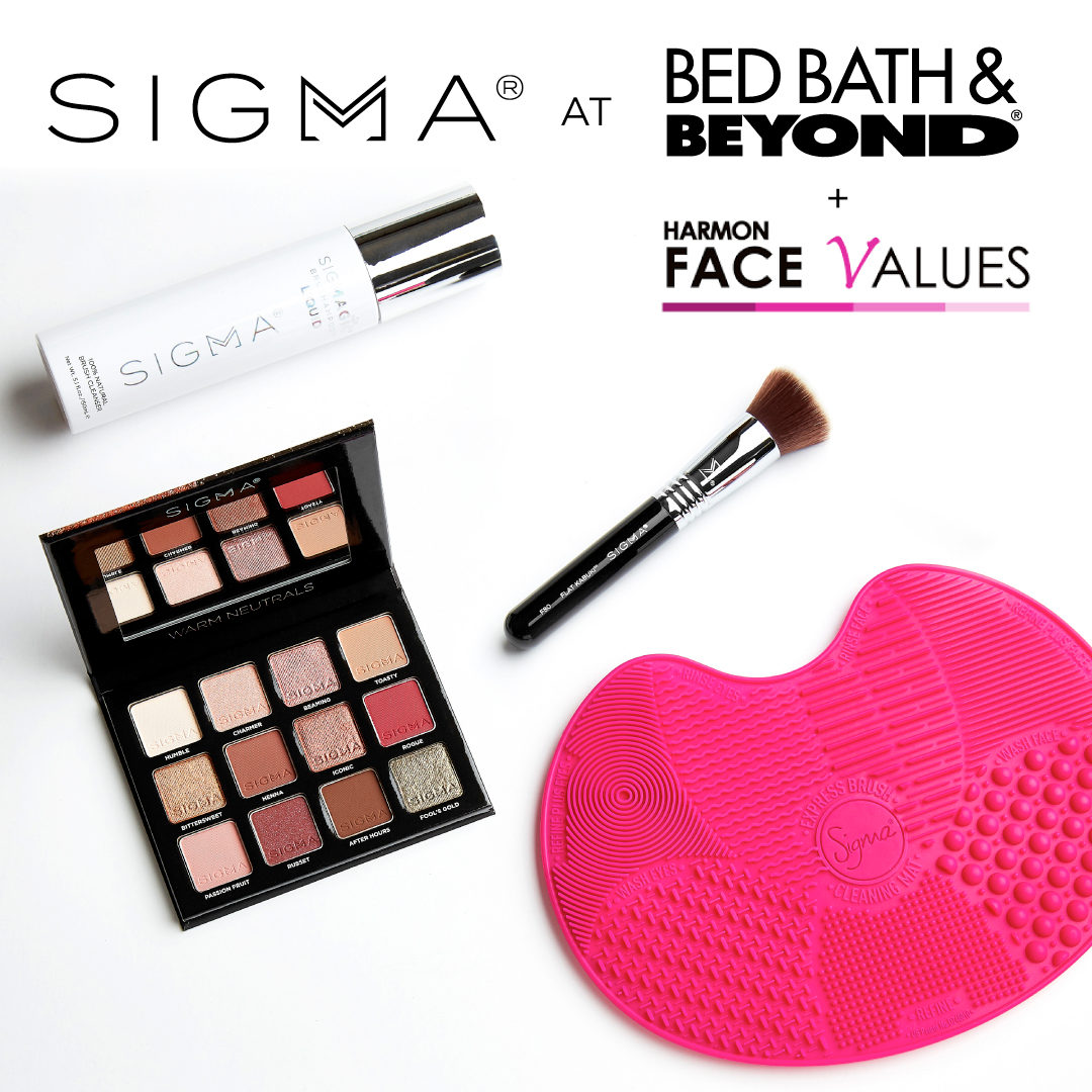 SigmaBeauty's tweet photo. Want even more ways to shop your #SigmaBeauty faves? Our award-winning brushes, patented brush cleaning technology, and clean makeup are now available at select @BedBathBeyond stores and #HarmonFaceValues! Happy Shopping! ๐ https://t.co/cULzUcUN74