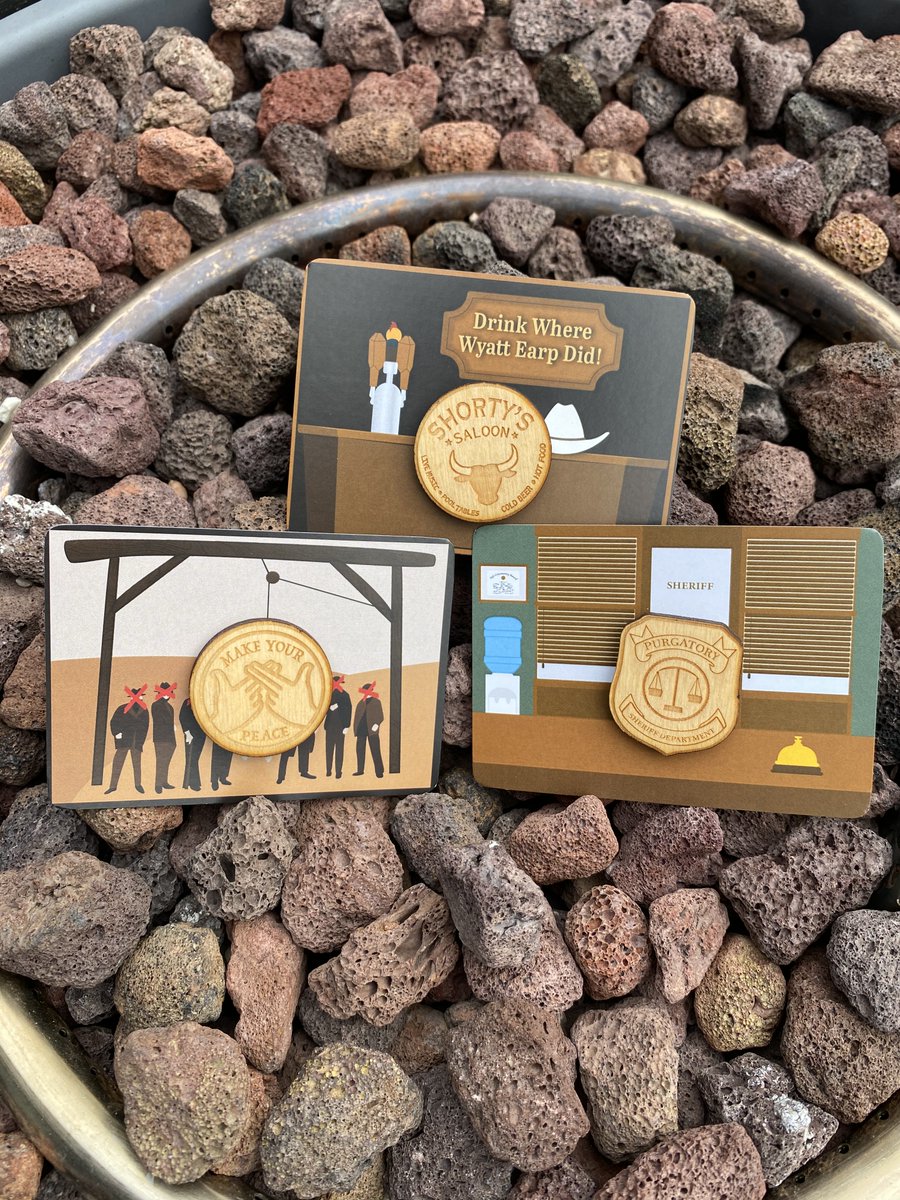 purgatorykt's tweet photo. 🔥PIN UPDATES🔥 ⠀
✨I’ve added new backing cards to my #WynonnaEarp  wooden pin set!!✨⠀
⠀
Purgatory Badge 🚨 Sheriff Station ⠀
Make Your Peace 🤠 The Seven
Shorty’s Saloon 🍻 Bar Front⠀
⠀
https://t.co/mZS7SHffMI https://t.co/ZdAxJR5xTc