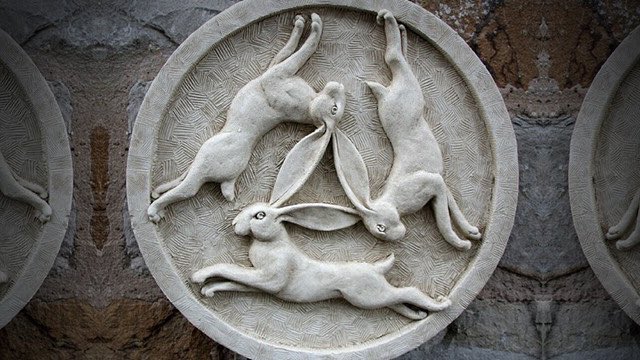 But why rabbits? The three hares are a symbol that pop up in ancient cultures all over the world. It’s origins are unknown and scholars are still trying to decipher the meaning of it. However, it is thought to have mystical associations with fertility and the lunar cycle.