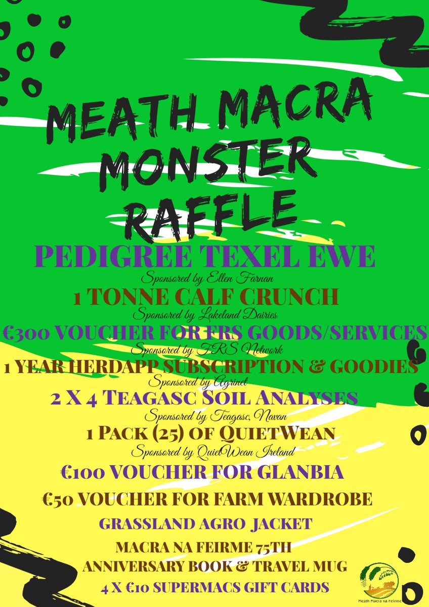 🚨💥 🚨💥🚨
Thanks to our very generous sponsors, we have loads of brilliant prizes being raffled off on 14th November. Tickets are €5 each or 3 for €10 on our GoFundMe page. Check out our facebook page for more details

Link: gf.me/u/y4dhuz