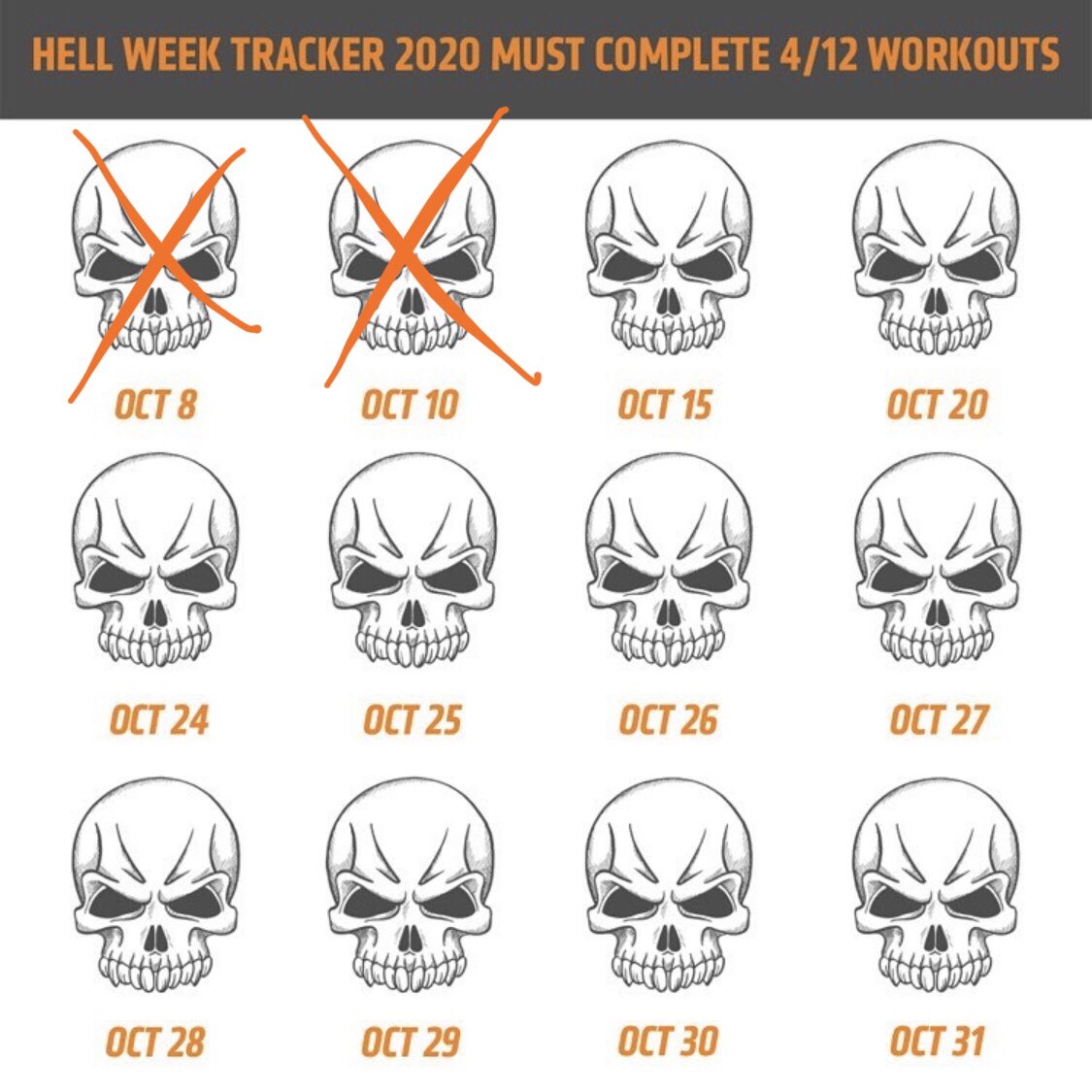 DrACadle's tweet image. Two @orangetheory #HellWeek2020 classes in the books!  Ten more to go!

#keepburning #orangetheoryfitness