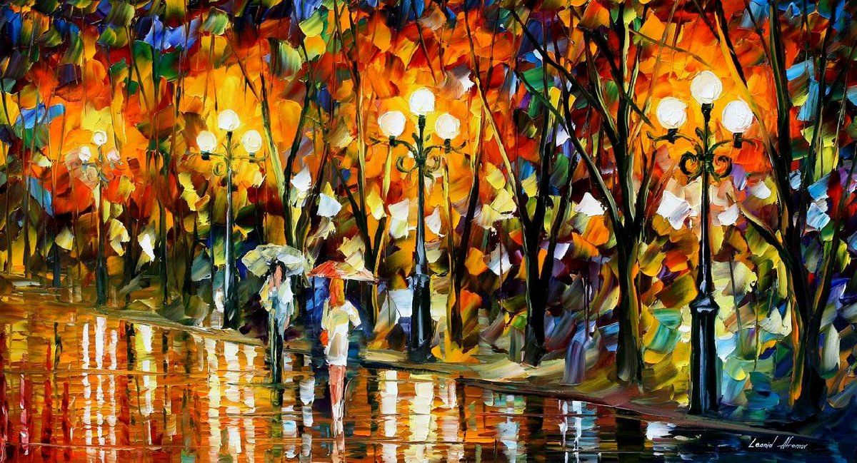 NIGHT RAINBOW — Pintura al oleo de Leonid Afremov afremov.com/es/night-rainb…