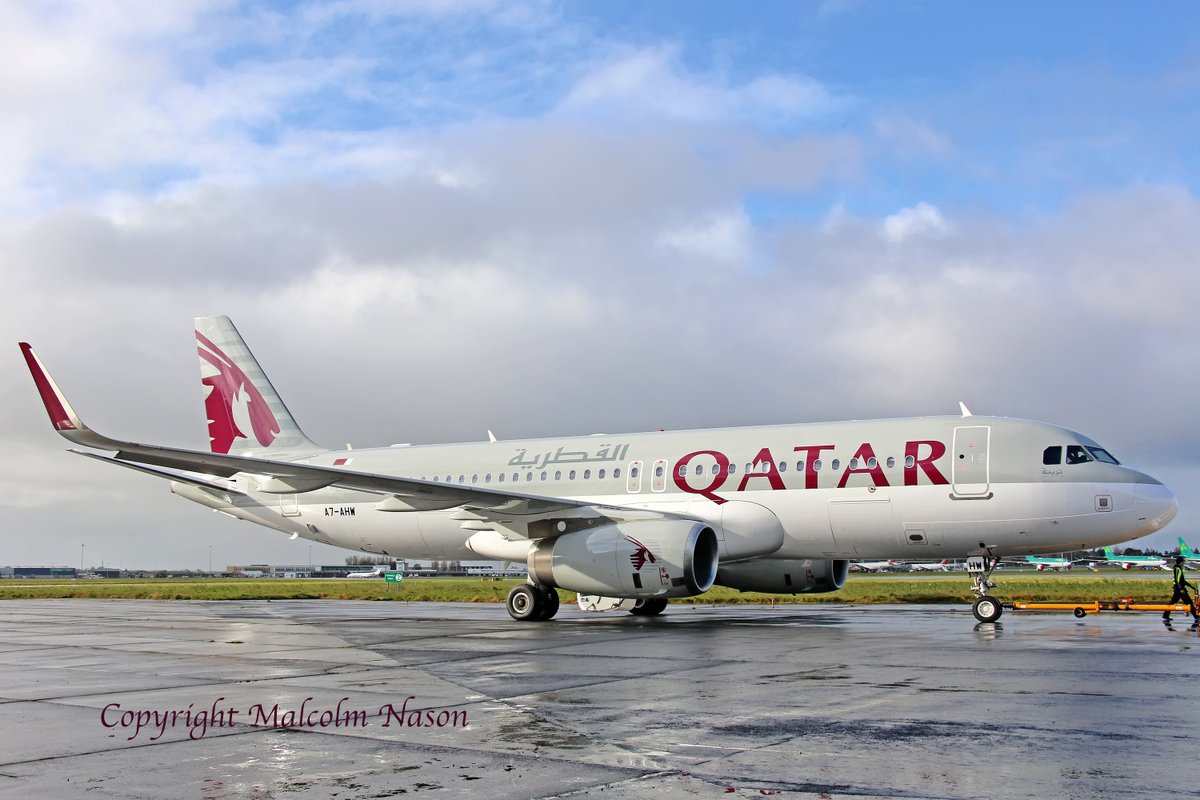 malcolm_nason's tweet photo. A320 A7-AHW of @qatarairways  was rolled out of the @IAC_Ltd  paint hangar at @ShannonAirport today after repaint before heading home to Doha. #aircraftpainting #aviation #qatarairways #IAC #AvGeek #airlinenews #A320 #Airbus https://t.co/sm8vcY3lZh