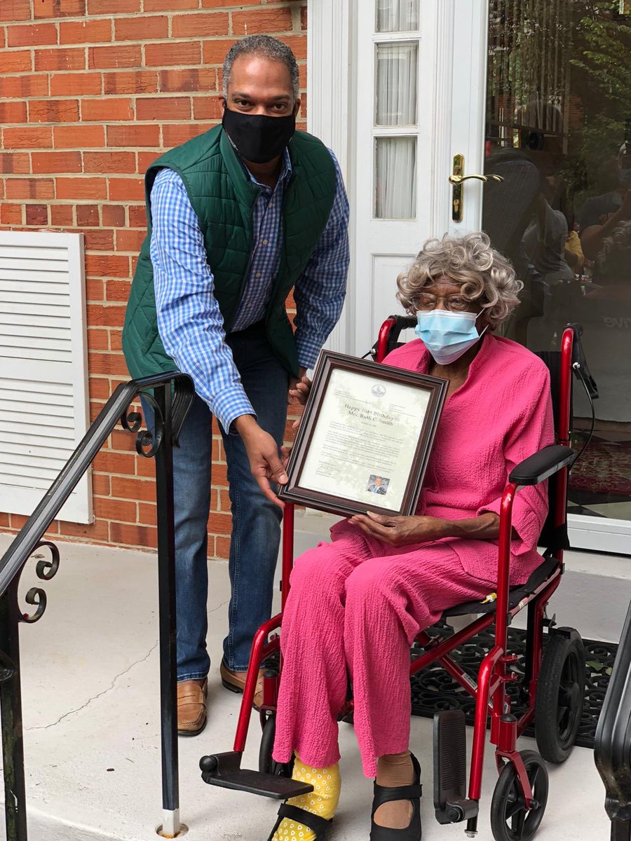 CMBrandonTodd's tweet photo. Wishing the happiest of 104th birthdays to Mrs. Ruth C. Smith, a longtime resident and leader in our community. Four years ago we had a very special celebration for her 100th birthday and I could not be prouder today to honor her 104 incredible years. Happy birthday Mrs. Smith! https://t.co/TjRRZPSOZC