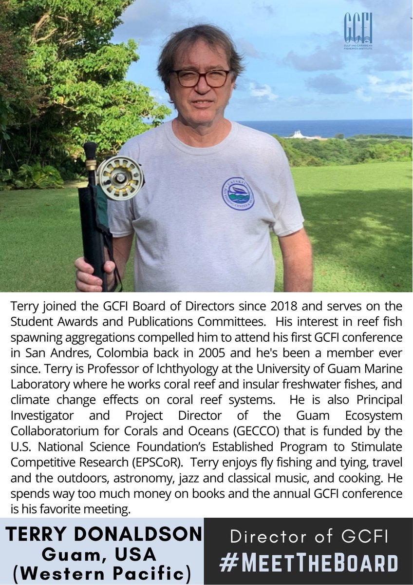 gcfi_fisheries's tweet photo. Next up on our #MeetTheBoard series in the lead up to #GCFI73 is one of our Directors Terry Donaldson

What else would you like to know about Terry?!

#GCFIFamily #FishSpawningAggregations #Guam https://t.co/1bQJHxK0H3