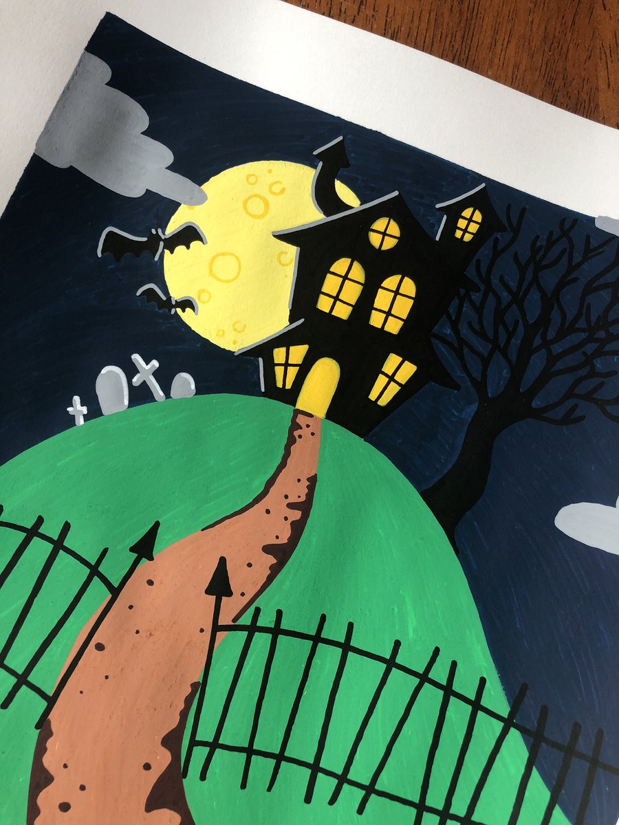 Did this yesterday and didn’t even realize it was national haunted house day so... Happy Belated National Haunted House Day!!! 
.
.
.
#picturebooks #posca #dailydoodler #picturebookillustrations #picturebookart
#hauntedhouses #poscamarkers #nationalhauntedhouseday #pumpkins