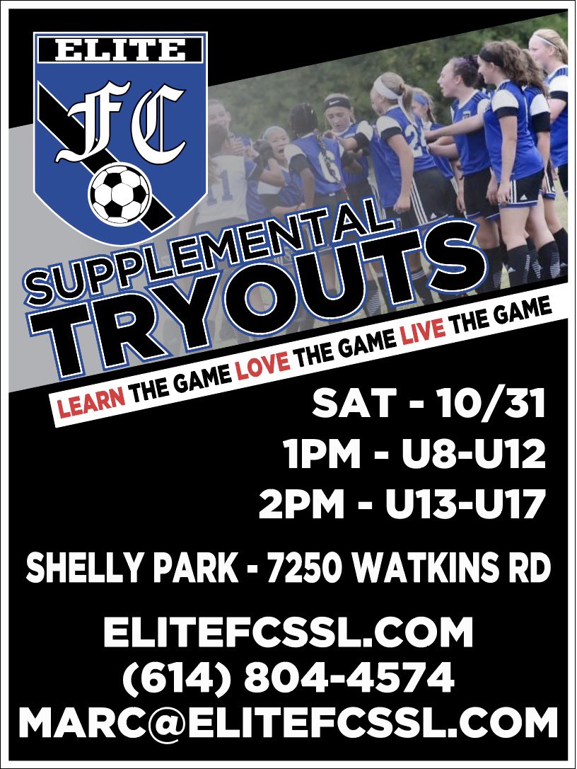 Supplemental Tryouts Oct 31
2009-2014s 1pm 2004-2008 2pm at Shelly Park.  Tryouts for playing spring 2021 season