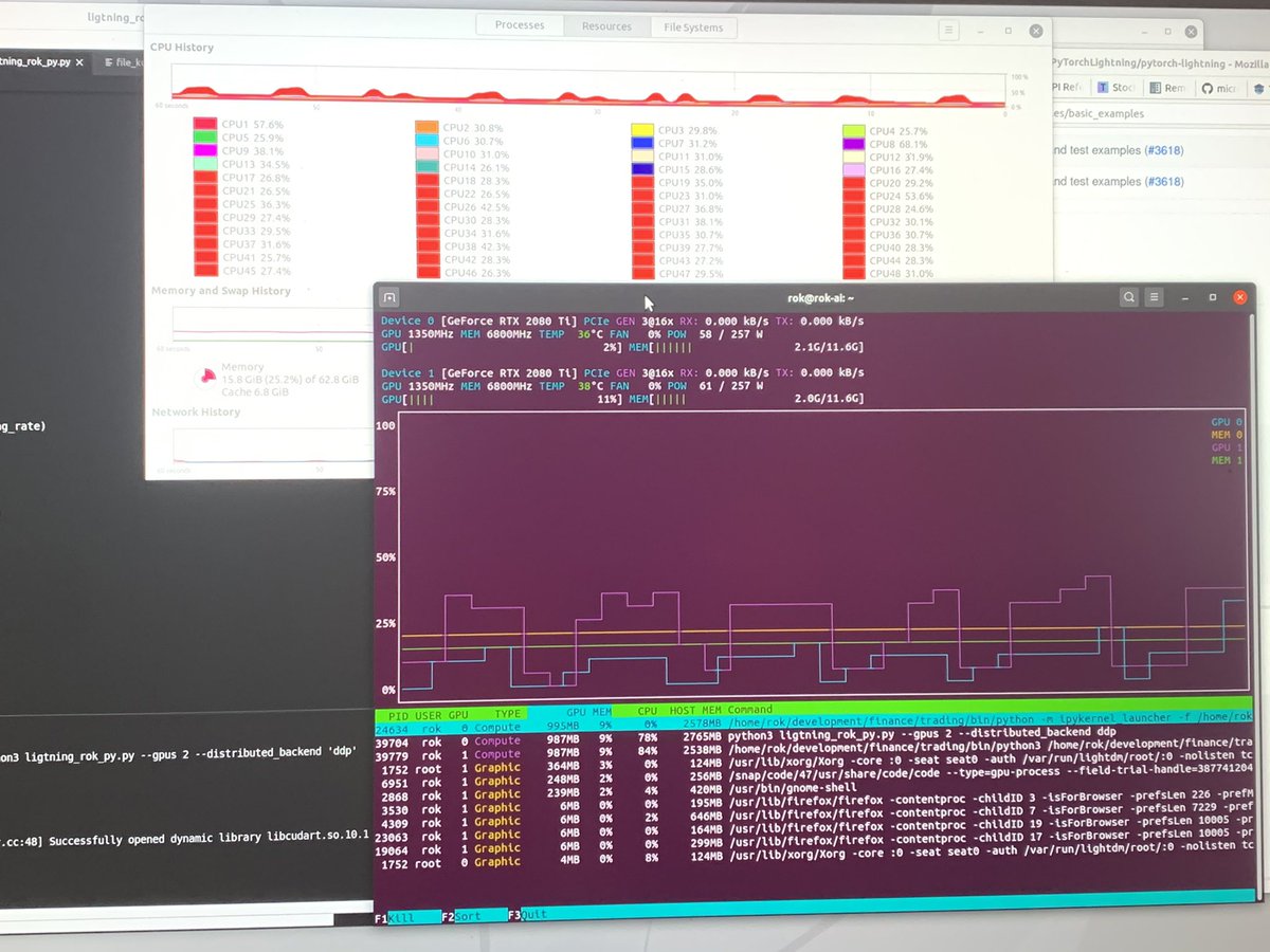 RokTri66's tweet image. When you finnaly make your 48 CPUs and 2 GPUs sweat! #PyTorch #pytorchlightning #ai #dl