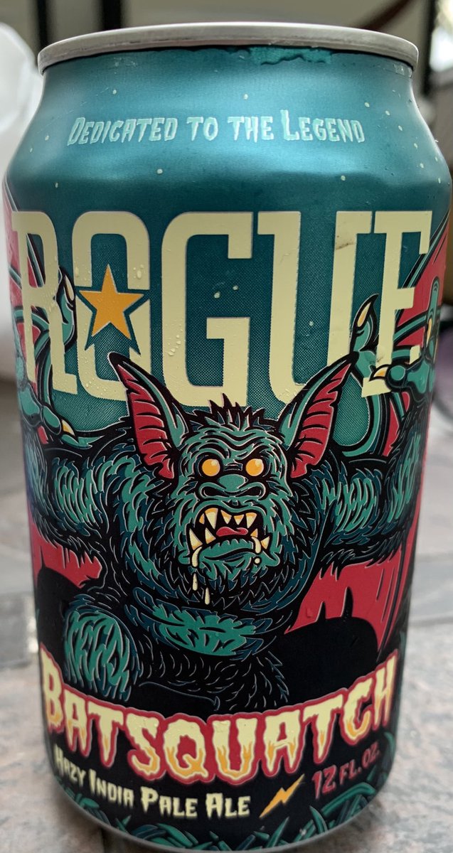 mooger777's tweet photo. Wife liked the can, so she bought me some. I’ll be honest, this is a pretty darn good hazy IPA. #batsquatchipa
Will be trying others after I finish these from @RogueAles https://t.co/avcbPcnHix