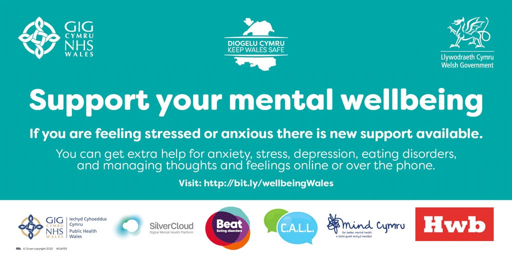 You can get mental wellbeing support, including an online Cognitive Behavioural Therapy course &amp; an emotional support helpline.

So if your #MentalHealth needs a tune up, see what’s on offer - bit.ly/wellbeingWales

<a href="/care_wales/">Care Inspectorate Wales</a> <a href="/SocialCareWales/">Social Care Wales</a> <a href="/WelshLGA/">WLGA</a> <a href="/WCVACymru/">WCVA | CGGC</a> <a href="/ADSSCymru/">ADSS Cymru</a>