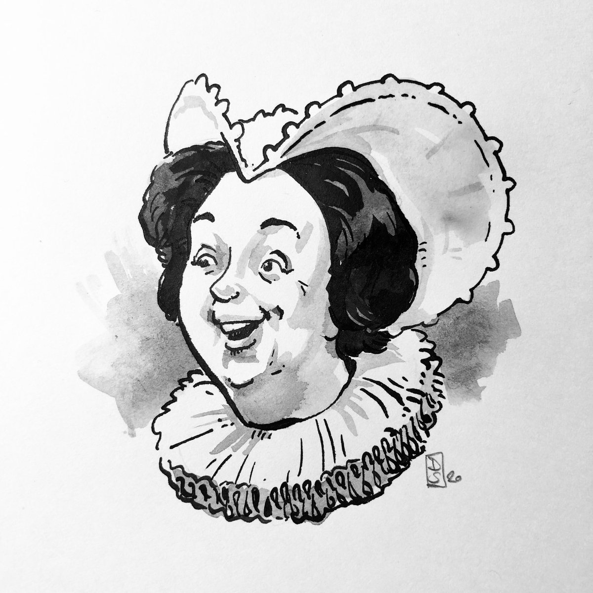_Studiotoad's tweet photo. Day 10
.
Nursie
“Come to Nursie-cow, you lovely little heifers!”
.
#inktober #inktober2020 #blackadder #patsybyrne https://t.co/asau0OV6cZ