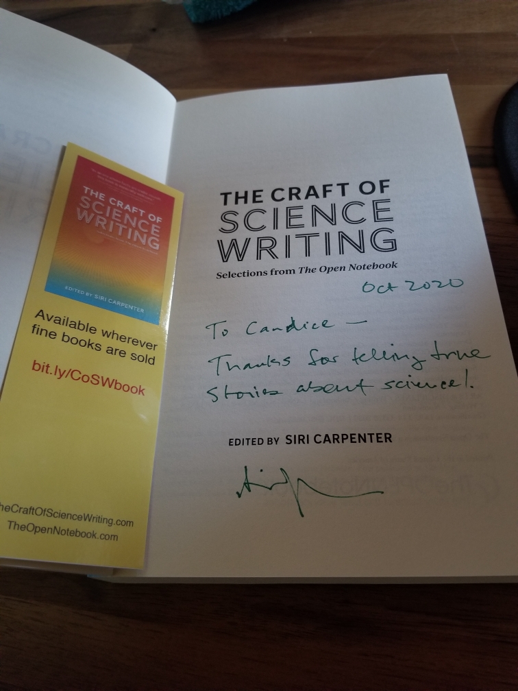 I just received this book in the mail today. I look forward to reading The Craft of Science Writing by <a href="/SiriCarpenter/">Siri Carpenter</a> - thank you for your note and signature. Thank you <a href="/cmarvin67/">Christina Swords (Marvin)</a> for organizing this on behalf of <a href="/ComSciConSciWri/">ComSciCon-SciWri 2024</a>.