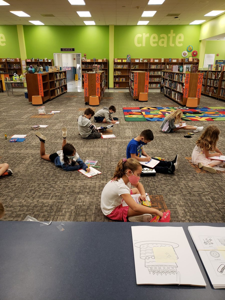 HiddenForestLib's tweet photo. #NEISDLibraries @hiddenforestes Falcons were back in the library this week! Kinder heard the story How Big is a Foot? and practiced measuring each other. All other classes were read stories and had the opportunity to do some coloring. My heart is full!! โฅ๏ธ๐โฅ๏ธ๐ https://t.co/Vi5k4OsFmm