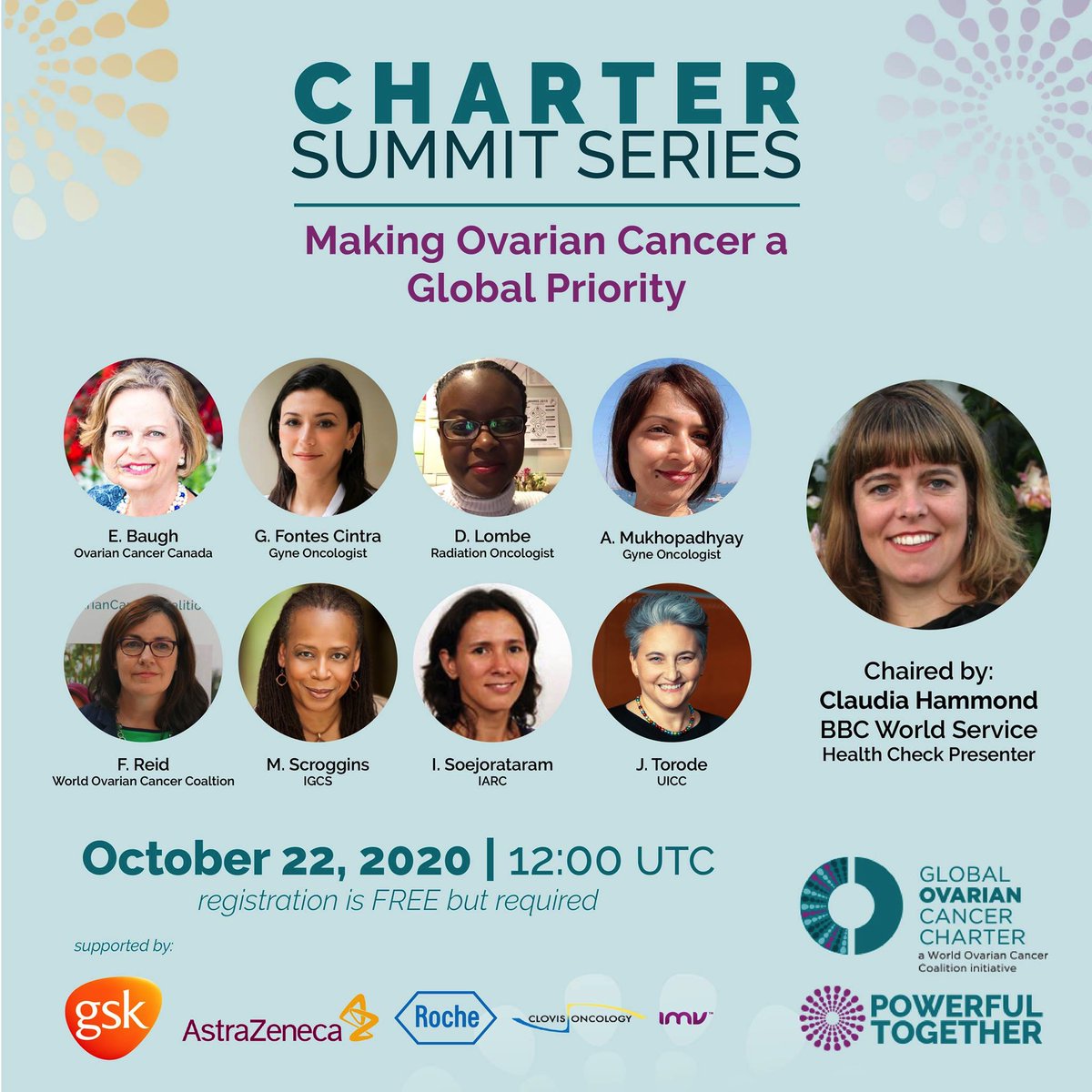 IGCSociety's tweet photo. At #IGCS2020, @ovariancancerco launched Global #OvarianCan Charter, which includes starting a Charter Summit Series. The first one, "Making #OvarianCancer a Global Priority," is on Oct 22 @ 12 UTC & will look at global disparities of #ovariancan. Register: https://t.co/tApLQu0ur4 https://t.co/shYgYdaXJ4
