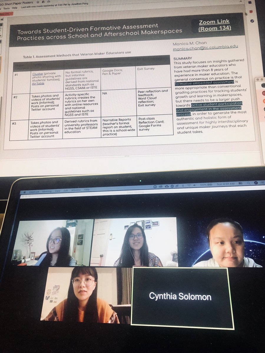 Thank you all for visiting my breakout room to chat about my poster and project! 😀 <a href="/feirantje/">Dr. Feiran Zhang</a> <a href="/Lorraine_yaost/">Shuangting Yao</a> #FabLearn2020 #FabLearn <a href="/FabLearn/">FabLearn</a> I still look decent presenting at 4am SGT right?! 😂 <a href="/TC_CMLTD/">CMLTDTeachersCollege</a> <a href="/snowdaylearning/">Snow Day Learning</a>