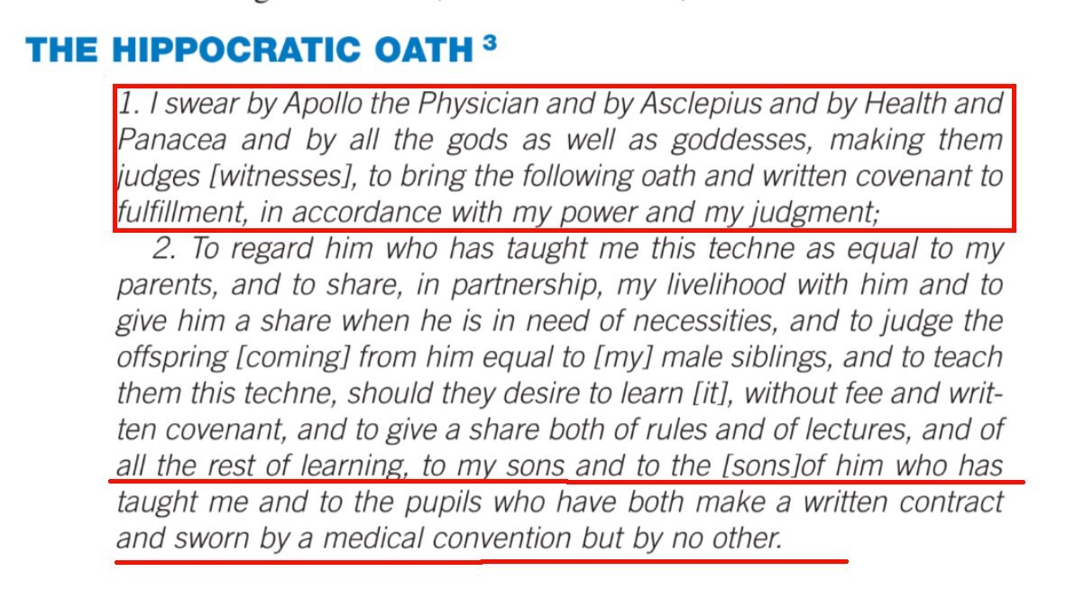 Do you know the famous "Hippocratic Oath" It is an ancient greek oath that begins by invoking Apollo, Asclepius & all the Gods & Goddesses. Making them witnesses of the covenant. Christians and Muslims took the oath, copied it and cut out ALL mention of "gods, goddesses"