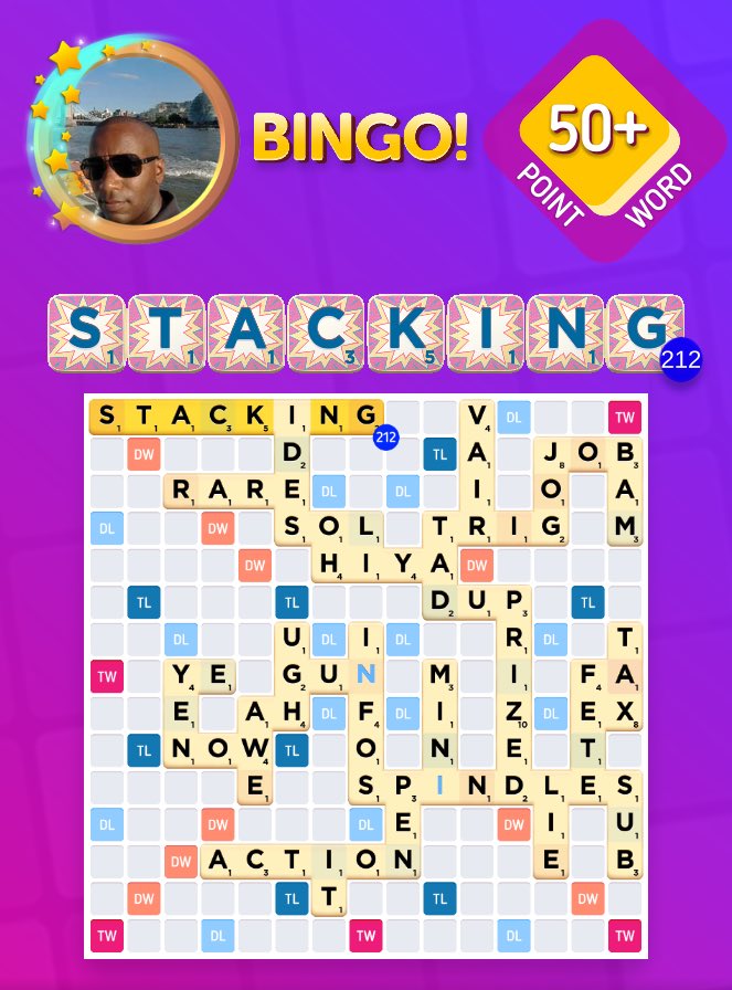 ardante11's tweet photo. I scored 212 points by playing STACKING in Scrabble GO! https://t.co/ltZsvG1G08 https://t.co/N6FoXZGrYc