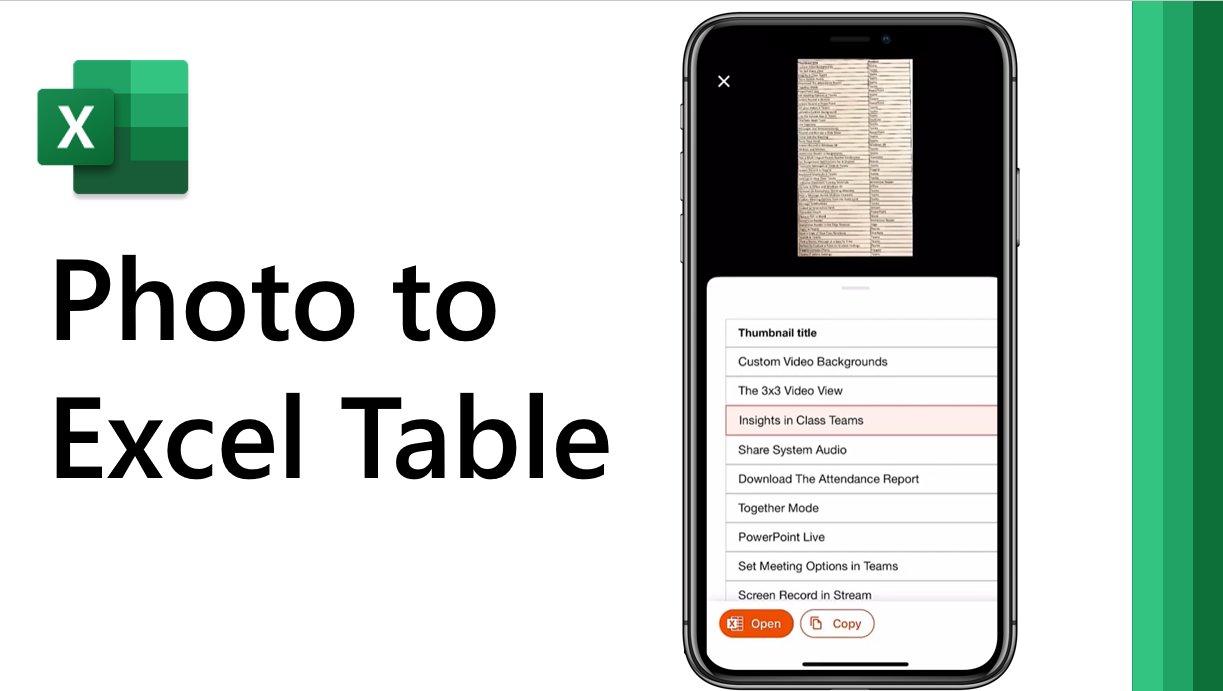 How to convert photo to Excel table with Office mobile