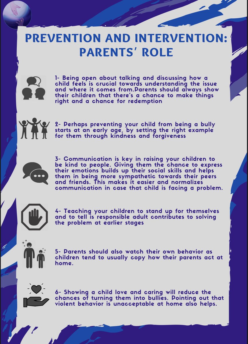 EobInitiative's tweet photo. There is always a reason to why bullies became bullies and when we finally comprehend that reason we would be able to reduce the impact bullying has.

Have you tried any of these prevention methods listed in the posts? If yes, please share with us your experience!! https://t.co/i3MVqkVoBH