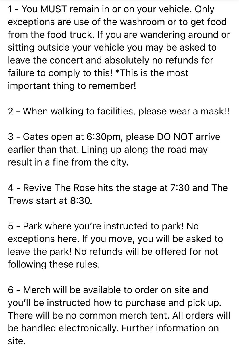 Important info for anyone coming to the show tonight!