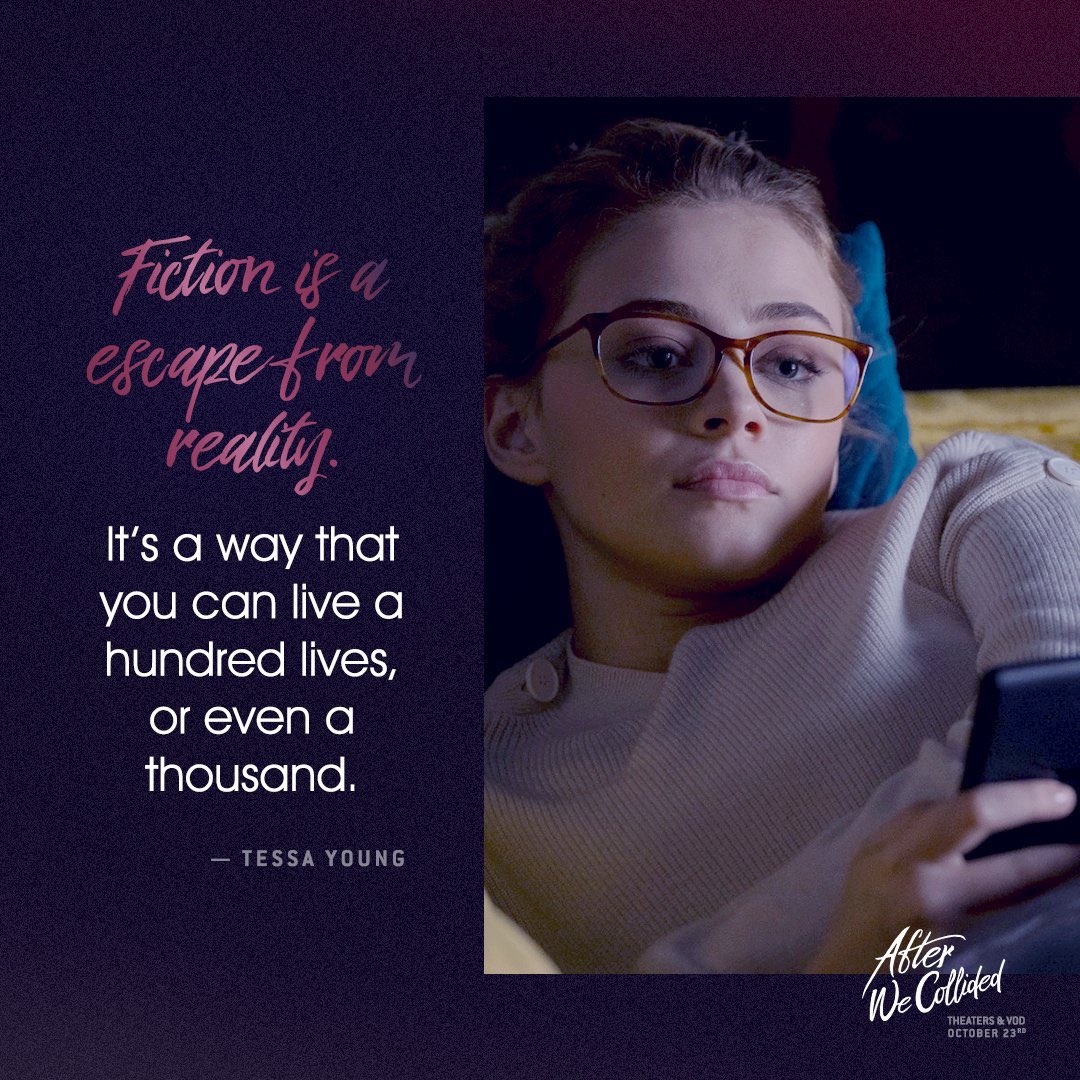 afterzando's tweet photo. [📸] “Ficção é uma fuga da realidade. É um jeito de você viver centenas de vidas, até mesmo milhares.” - Tessa Young.
Via @aftermovie https://t.co/5bY3AU1btP
