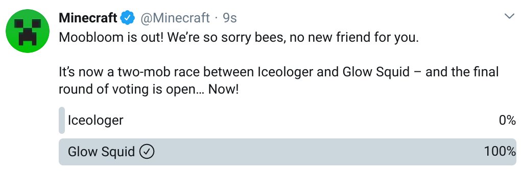 CooperCostello3's tweet photo. @Minecraft glow squid stays winning https://t.co/RzCYKc04O6